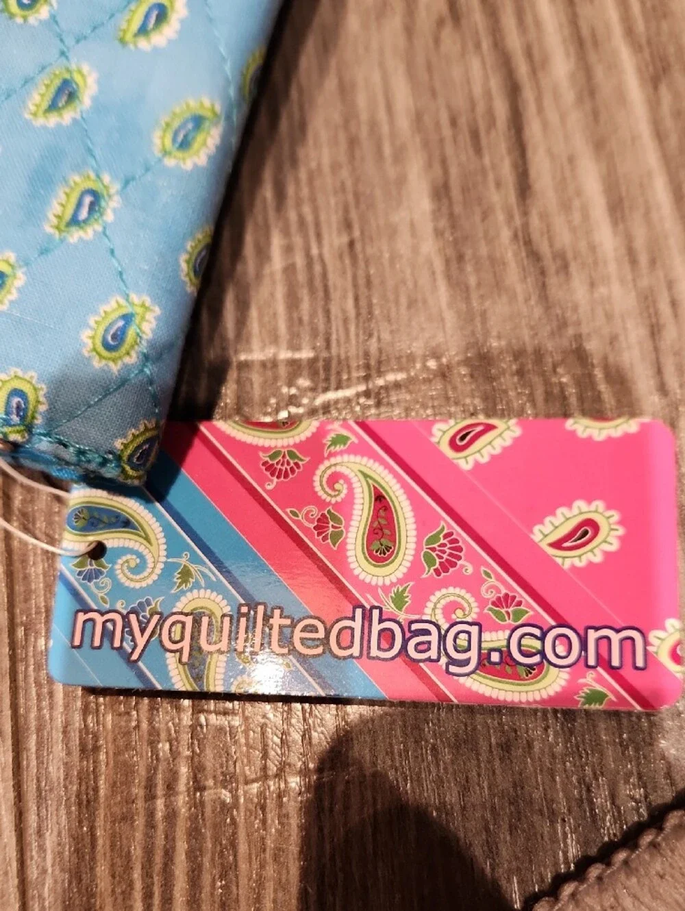 Light Blue Quilted Paisley Card & Key Holder Wallet
